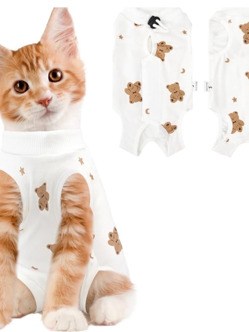 Kitten and Balls Print Female Cat Kitten Recovery Suit Spay Surgery Onesie SZ S
